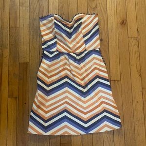 Judith March Strapless Chevron Dress with Scalloped edging and pockets